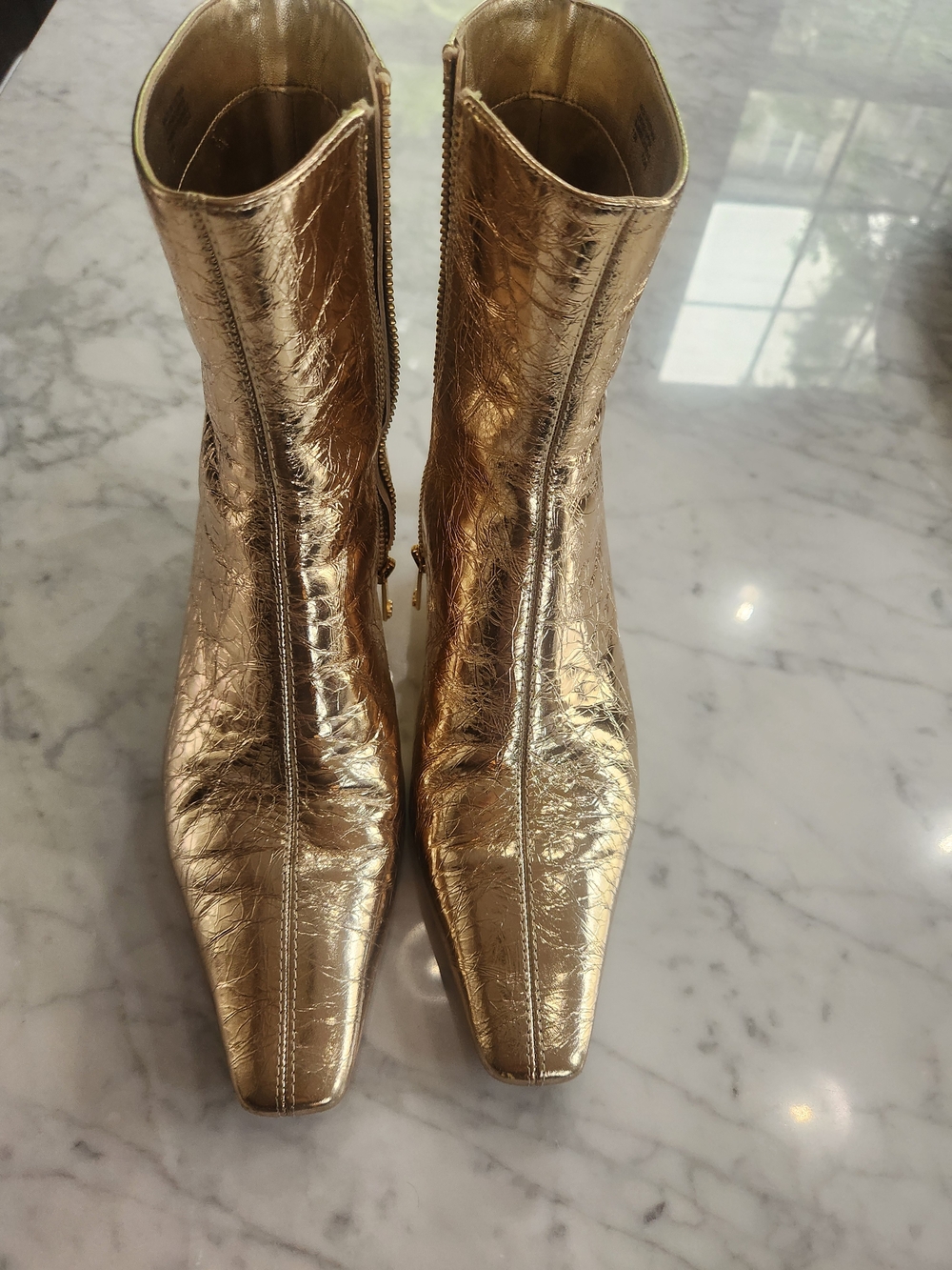Michael Kors Metallic Gold Square-Toe Ankle Boots, BRAND NEW